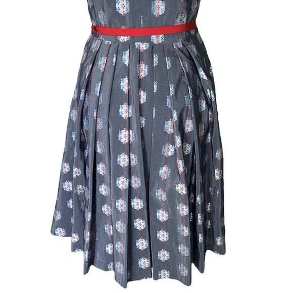 RARE Anthro Eva Franco Abigail Metallic Silver Polka Dot Tie Waist Bow Dress - 2 - Picture 11 of 15
